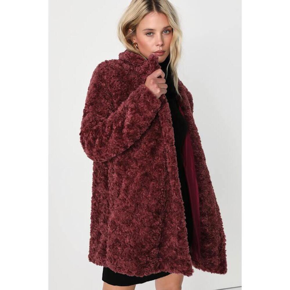 Lulus Plum Purple Teddy Coat - XL - Picture 1 of 11